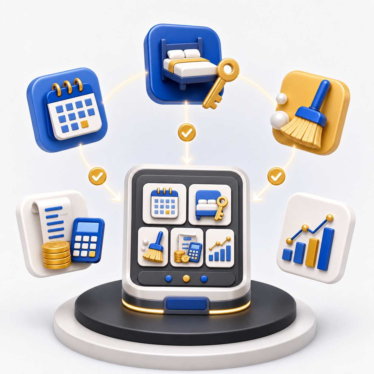 FrontNest connected hotel operations illustration